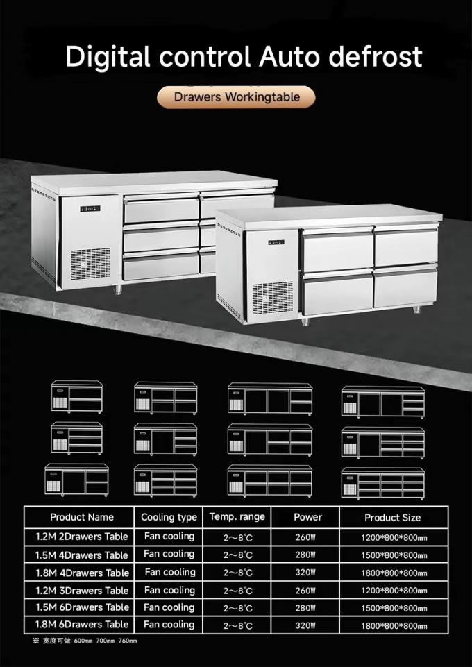 Konteyronun Altında Masa 2 çekmece buzdolabı Ticari mutfak ekipmanları 1