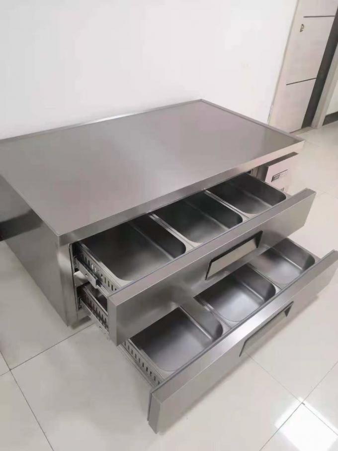 6-Sarıflar Masaüstü Ticari paslanmaz çelik sayaç soğutucu çekmeceler Buzdolabı çalışma masası 2