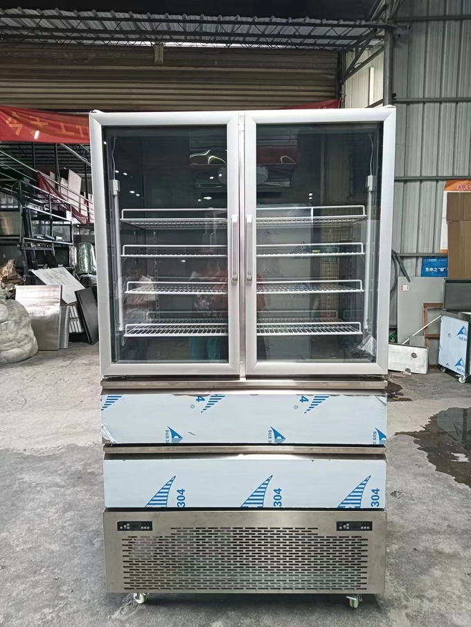 Dikey buzdolabı 2 Dondurucu için cam kapı 2 110V / 60Hz ile mutfak için soğutucu için çekmeceler 0