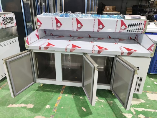 1.8M Salat İş Masası 3 Kapı Soğutulmuş Pizza Hazırlama Masası
