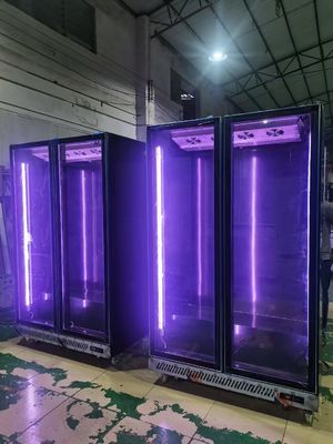 Ticari dikey buzdolabı içecekler soğutucu cam kapılı ekran buzdolabı