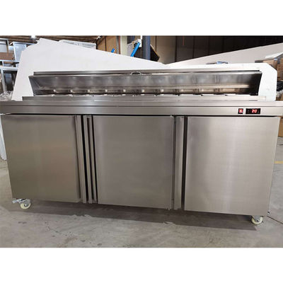 Restoran için Fan Soğutma 350L Salata Barı Ekran Buzdolabı