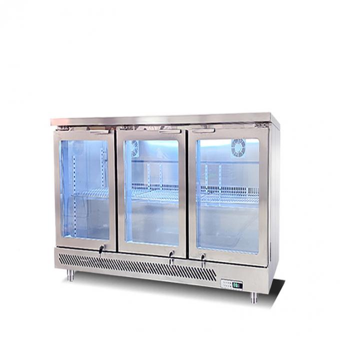 220W Üçlü Cam Kapı Ticari Buzdolabı Dondurucu 220V 50Hz Fanlı Soğutma 1